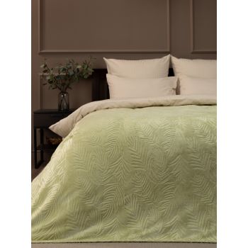 Плед 150*200см фланель тиснение листья зеленый 260гр/м2 TF FNE GR5 024/1520 NC Absolute *1