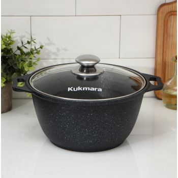 Кастрюля алюм. литая а/приг. Kukmara "Мраморная" темный 3,0л Стекл.кр. кмт32а (Кукмор) *1/3