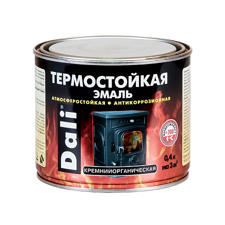 Эмаль термостойкая серебристая 0,4 л (до 700⁰С) DALI *1/6