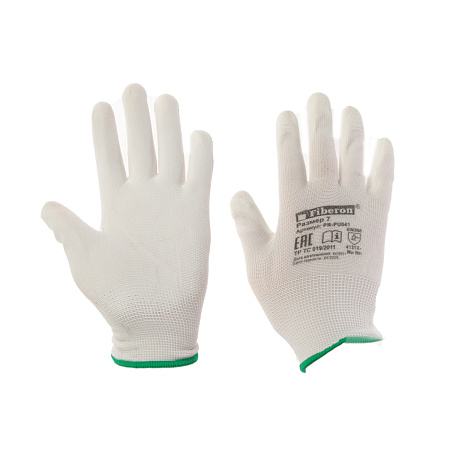 Перчатки рабочие полиэстер, с полиуретановым обливом, Белые, р-р 7(S) PR-PU041  "Fiberon"12/120