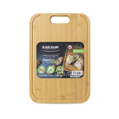 Доска разделочная дерев. (бамбук) 400х270мм, толщ.15мм арт.ABX157 "Bamboo Touch" *1/6