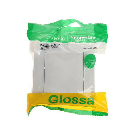 Выключатель "Glossa" СП 1кл. белый в сборе GSL000112   *15/90