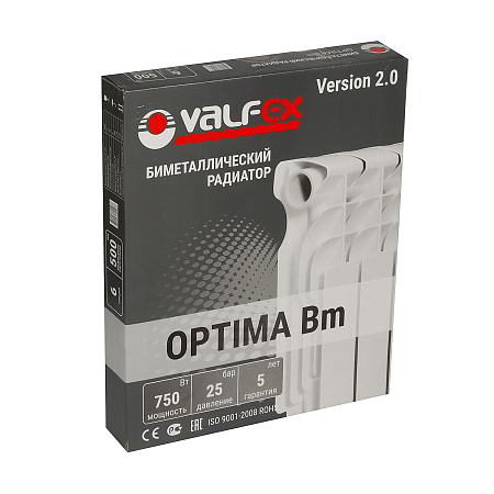 Радиатор отопления биметалл 500/80 6 секц. (750 Вт ) VALFEX OPTIMA Version 2.0(аналог ЗР029 )*1