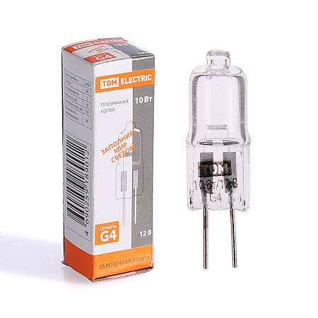 Лампа накаливания галогенная капсульная 10W-12V G4 JC TDM SQ0341-0044 *20/100/1000