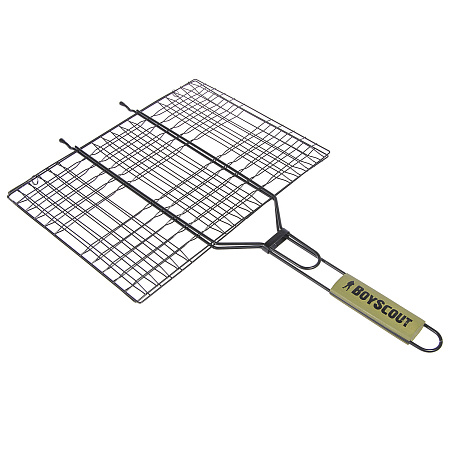 Решетка для "барбекю" BOYSCOUT" 62(+5)*40*30*2,5 с антипригарн. покрытием, веер в ПОДАРОК 61312 *1/8