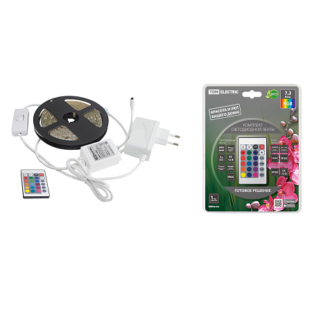 Лента светодиодная 3м RGB 7,2Вт/м IP65 SMD5050 IR-контроллер SQ0331-0236 TDM*1/20