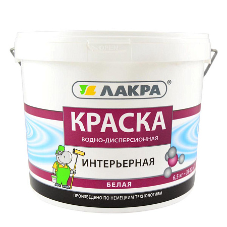 Краска акриловая для стен и потолков 6,5 кг Лакра Белоснежная интерьерная  *1/72