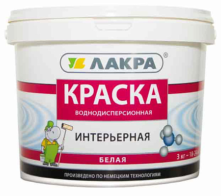 Краска акриловая для стен и потолков 6,5 кг Лакра Белоснежная интерьерная  *1/72