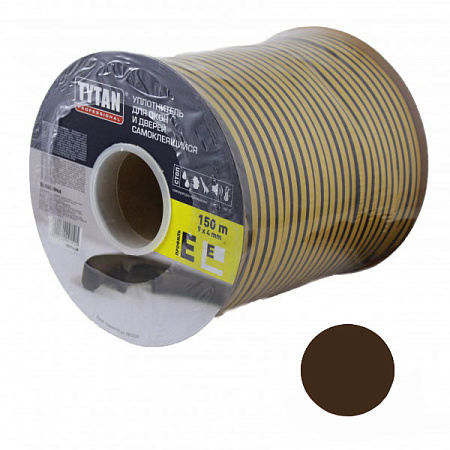 Уплотнитель для окон/дверей TYTAN E150(75 п.м*2)  коричневый 91492  *75