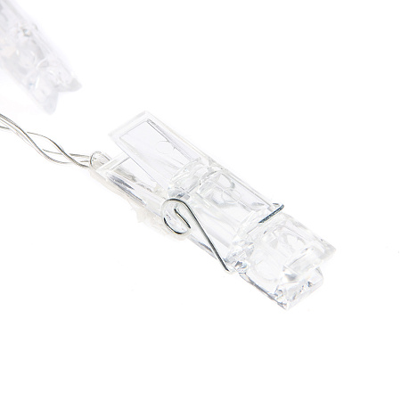 Гирлянда Нить 5м 30LED белый теплый Прищепки прозрачная нить 220V IP20 2433911  *1/100