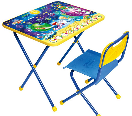 Комплект детской мебели: Стол выс.52см+стул с пластм.сид..выс.30см "Математика в космосе" КП/8 *1