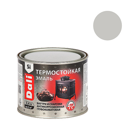 Эмаль термостойкая серебристая 0,4 л (до 700⁰С) DALI *1/6