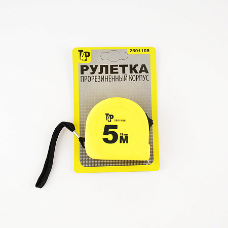 Рулетка  5м х19мм прорезиненный корпус стальная лента фиксатор арт.2501105 T4P *1/12/120