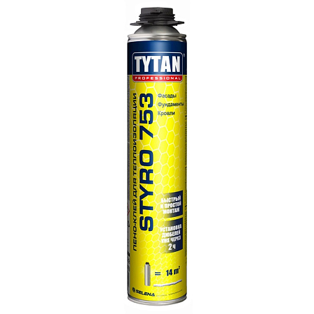 Клей-пена для теплоизоляции "O2 TYTAN Styro 753 750 ml  16357 (расход на 10кв.м) *1/12