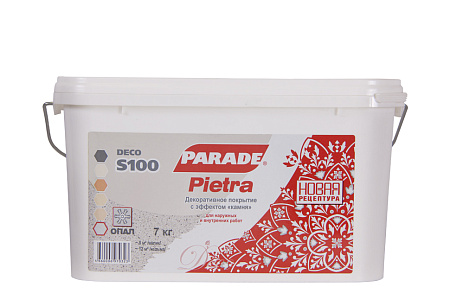 Покрытие акриловое декоративное Pietra S100 c эффектом камня опал 7 кг PARADE *1/96