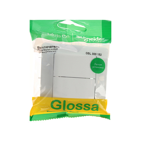 Выключатель "Glossa" СП 2кл. белый в сборе GSL000152   *15/90
