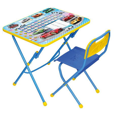 Комплект детской мебели: Стол выс.58см+стул с мягк.сид. выс.32см "Большие гонки"  КП2/БГ  *1