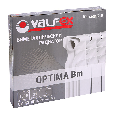 Радиатор отопления биметалл 500/80 8 секц. (1000 Вт ) VALFEX OPTIMA Version 2.0 (аналог ЗР030)  *1