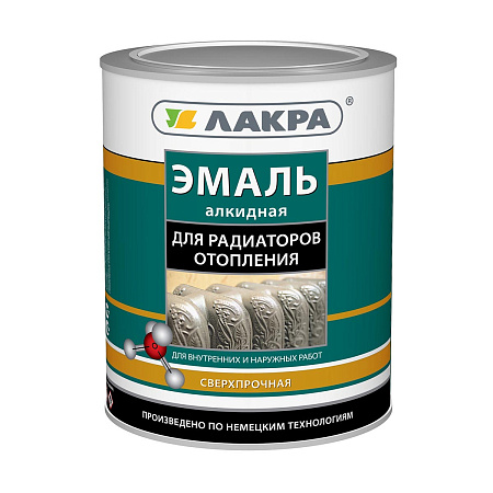 Эмаль для радиаторов алкидная белая полуматовая 0,9 кг Лакра *1/10/590