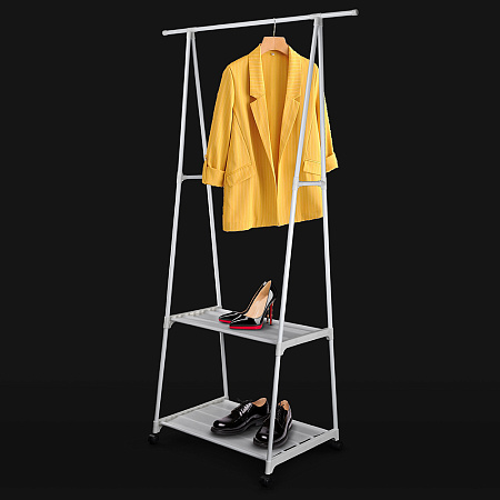 Вешалка напольная "Гардеробная" "Triangular coat rack" выс1,6м,ш.0,55м Колес. Белый 789-22J-20*1/20