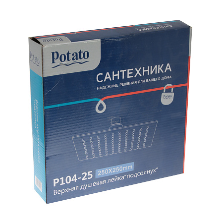 Лейка для верхнего душа Potato 250*250 мм P104-25 (квадрат) нерж. хром *1/20