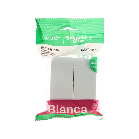 Выключатель "BLANCA" ОП 2кл. белый 10А 250В (изол.пласт.) BLNVА105011  *15/90