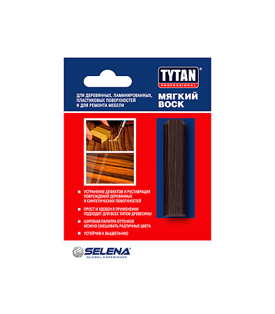 Воск Tytan Professional (мягкий)для дерев,ламинир,пластиковых поверхностей  венге 7,5г блистер *1/20