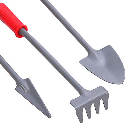 Набор садового инструмента, 3 предмета: грабельки, 2 совка, цельнометаллические, GRINDA