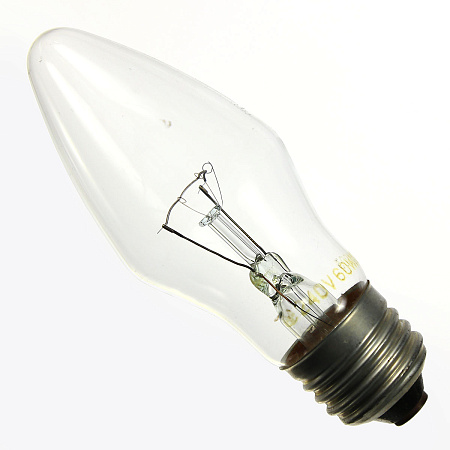 Лампа накаливания 60W Е27 свеча 220-230V ДС КЭЛЗ *100
