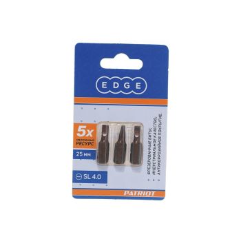 Бита шлицевая SL4,0х25мм (3шт) фрезерованная S2 хвостовик1/4"С EDGE PATRIOT *1/20