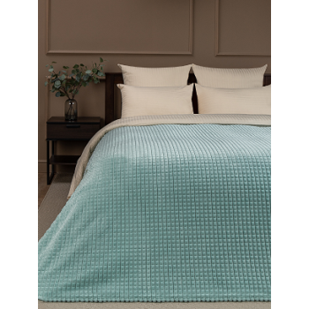 Плед 200*220см фланель жаккард кубики бирюзовый FF FNJq MI2 028/2022 NC Absolute *1