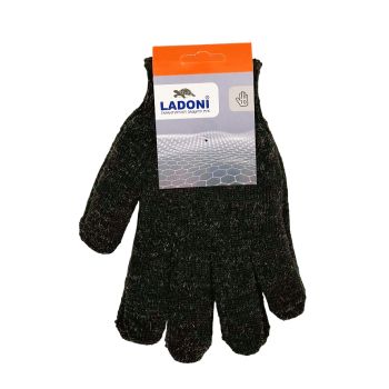 Перчатки полушерсть двухслойные черные (5 нитей) 80гр (478Р) Ladoni *10/200