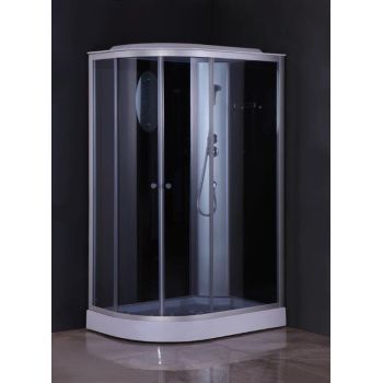 Кабина душевая 120*80*215 66128А R поддон низкий стекло прозрач электрика ст.черная VERNER