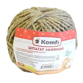 Шпагат льняной  50м лин.плотн.1250Текс, намотка-"клубок" HRL050T "Komfi" ("А.Д.М.") *1/60