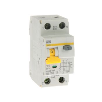 Авт.выкл. диф.тока IEK 25А 2мод С 1п+N тип А 30мА 6kA АВДТ-32 ИЭК MAD22-5-025-C-30   *1/6