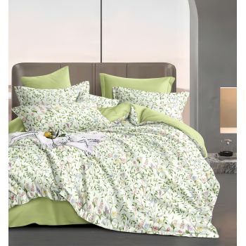 Постельное белье 1,5сп поплин на резинке Орхидея 6984, наволочки 70*70 - 2шт *1/4