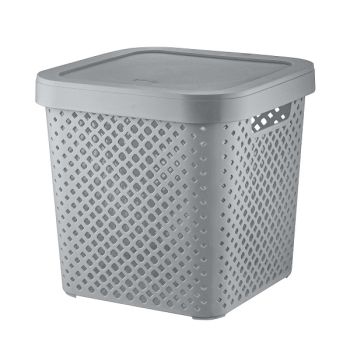 Корзина для хранения пластм. "Stockholm" 310х310х300мм с Крышкой Серый шторм PT500801025 *1/8