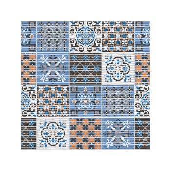 Коврик для ванной ПВХ шир. 65см х15м "V-line" Фотопечать 225PT orange-blue "Преображение" *15