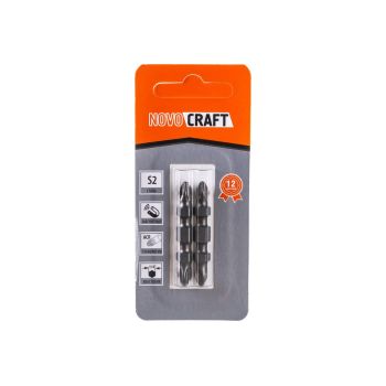 Бита крестовая PH2*PH2*45мм (2 шт) магнитная 2-хсторон.хвостовик1/4"Е (В422-21-04522G)NovoCRAFT*1/25