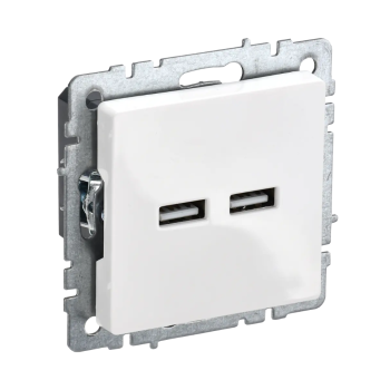 Механизм розетки "BRITE" 2-мест. USB A+A 5В/3.1А белый IEK BR-U21-D31-K01   *1/8/80