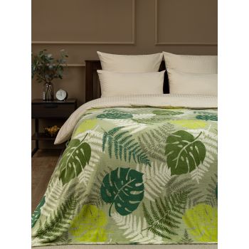 Плед 150*200см фланель Монстера и папоротник TF FN F131 b1520 Absolute *1 акция