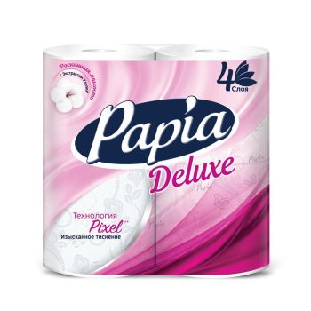 Бумага туалетная 4сл PAPIA DELUXE белая (4рул) *14*