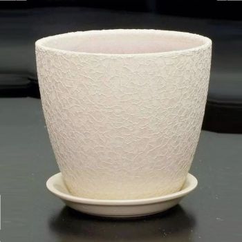 Кашпо керам. "Бутон" "Винил" 5,4л d верха 210мм h230мм с поддоном Бежевый ВН 01/4 *1/2