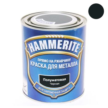 Краска по металлу черная гладкая полуматовая 0,75 л Hammerite *1/6