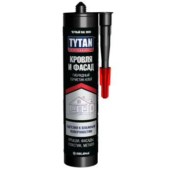 Клей-герметик кровельный 280мл "TYTAN" Кровля и Фасад черный RAL9005 гибридный до минус -15С 11075*1/12