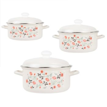 Набор кастрюль эмалированных: 1,5л+2,0л+3,0л рис. "Blossom" С-124АП2/4Жм "Лысьвенские ЭМАЛИ" *1