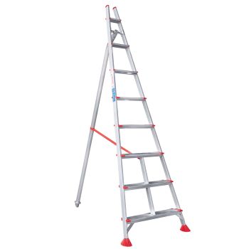 Стремянка алюминиевая 8 ступеней, Садовая, выс.верхн. площ.2.63м NV3199 арт.3199108 "Новая высота"*1