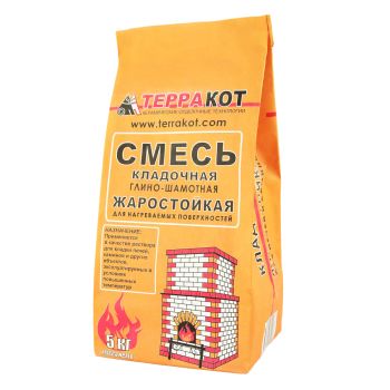 Смесь кладочная глино-шамотная 5 кг для каминов и печей Терракот *1/216