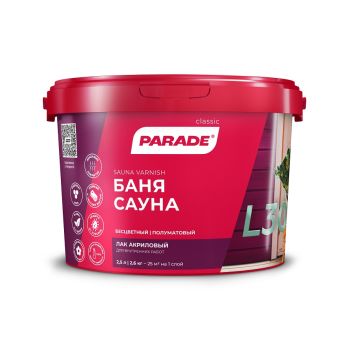 Лак акриловый для бань и саун 2,5 л PARADE L-30 *1/144