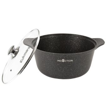 Кастрюля алюмин. антипригарная "Kukmara" "Marble INDUCTION" Мрам.темн. 3,0л Ст.кр. кмти33а*1/3
